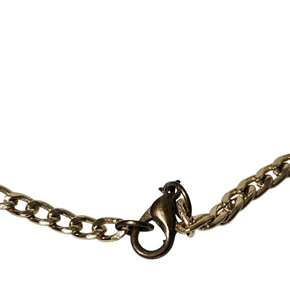 Boho Colorful Chunky Necklace Fabric Wrapped Gold Tone Chain Fashion Jewelry - Picture 3 of 5